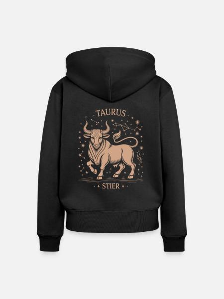 Sternzeichen Stier - Frauen Premium Bio Zip Hoodie - Schwarz