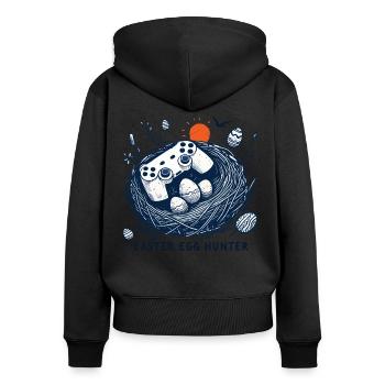 Gaming Osterei Jäger Controller Spaß - Frauen Premium Bio Zip Hoodie - Schwarz - Hinten - Julia (174cm)