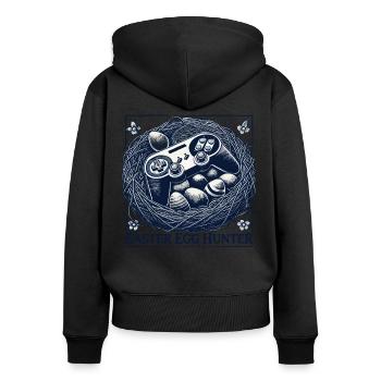 Jeux de Pâques Chasse aux œufs Jeu vidéo rétro - Sweat à capuche zippé Premium bio Femme - noir - Dos - Julia (174cm)
