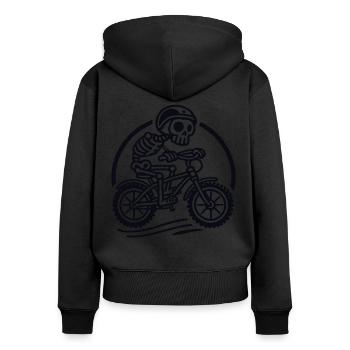 Skeleton Cyclist Retro Bicycle Adventure - Women's Premium Organic Zip Hoodie - black - Back - Julia (174cm)