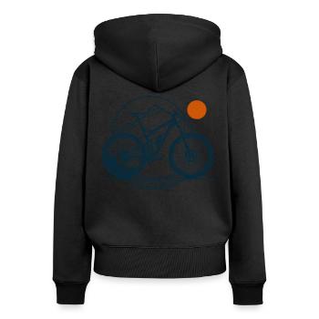 Fahrrad Abenteuer Berge Mountainbike Sonne - Frauen Premium Bio Zip Hoodie - Schwarz - Hinten - Julia (174cm)