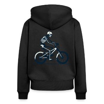 Skelett Fahrrad Retro Mountainbike Kunst - Frauen Premium Bio Zip Hoodie - Schwarz - Hinten - Julia (174cm)