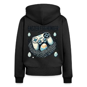 Ostereiersuche Gamer Gaming Abenteuer - Frauen Premium Bio Zip Hoodie - Schwarz - Hinten - Julia (174cm)