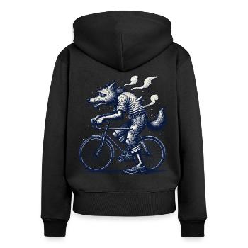 Vélo Wolf Cycling VTT Vélo de route - Sweat à capuche zippé Premium bio Femme - noir - Dos - Julia (174cm)