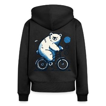Illustration d’ours de vélo pour les amateurs de vélo - Sweat à capuche zippé Premium bio Femme - noir - Dos - Julia (174cm)