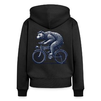 Bear on bike pour les amateurs de vélo - Sweat à capuche zippé Premium bio Femme - noir - Dos - Julia (174cm)