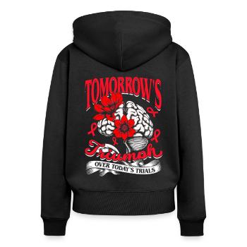 Schlaganfall Erholung - Frauen Premium Bio Zip Hoodie - Schwarz - Hinten - Julia (174cm)