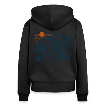 VTT Aventure Vélo Nature Rétro Design - Sweat à capuche zippé Premium bio Femme - noir - Dos - Julia (174cm)
