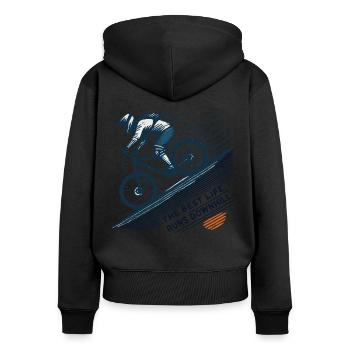 Bicycle Downhill Adventure Retro Style - Women's Premium Organic Zip Hoodie - black - Back - Julia (174cm)