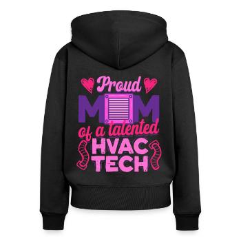 Klimatechniker HLK Installateur Mutter - Frauen Premium Bio Zip Hoodie - Schwarz - Hinten - Julia (174cm)