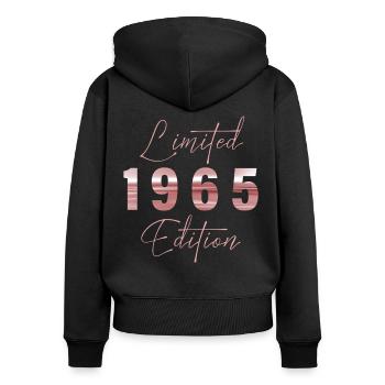 Minimalist Limited 1965 Edition Geburtstag Pastel - Frauen Premium Bio Zip Hoodie - Schwarz - Hinten - Julia (174cm)