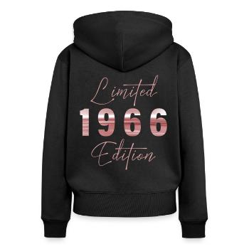 Minimalist Limited 1966 Edition Geburtstag Pastel - Frauen Premium Bio Zip Hoodie - Schwarz - Hinten - Julia (174cm)