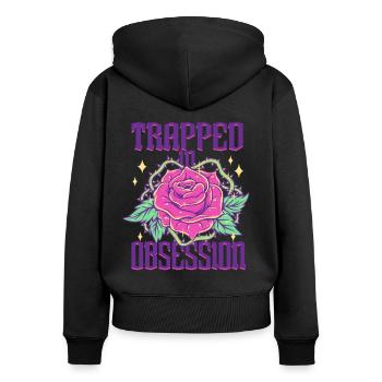 Romance sombre piégée dans l’obsession - Sweat à capuche zippé Premium bio Femme - noir - Dos - Julia (174cm)