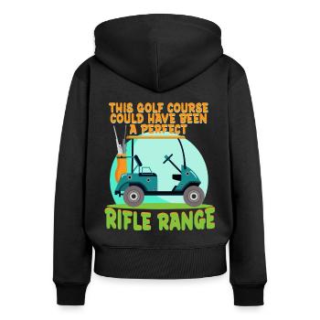 Langstreckenschießen Long Range - Frauen Premium Bio Zip Hoodie - Schwarz - Hinten - Julia (174cm)