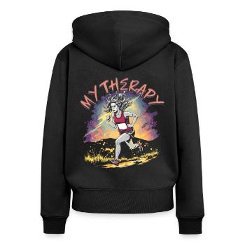 Marathon Marathons Coureurs Running - Sweat à capuche zippé Premium bio Femme - noir - Dos - Julia (174cm)