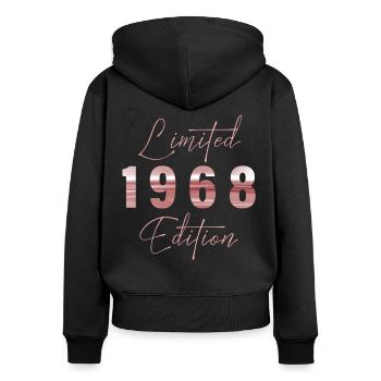 Minimalist Limited 1968 Edition Geburtstag Pastel - Frauen Premium Bio Zip Hoodie - Schwarz - Hinten - Julia (174cm)