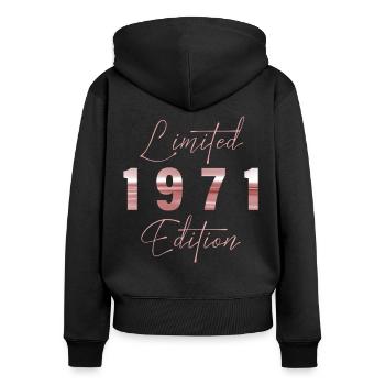 Minimalist Limited 1971 Edition Geburtstag Pastel - Frauen Premium Bio Zip Hoodie - Schwarz - Hinten - Julia (174cm)