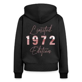 Minimalist Limited 1972 Edition Geburtstag Pastel - Frauen Premium Bio Zip Hoodie - Schwarz - Hinten - Julia (174cm)