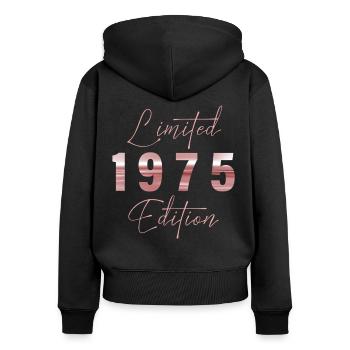 Minimalist Limited 1975 Edition Geburtstag Pastel - Frauen Premium Bio Zip Hoodie - Schwarz - Hinten - Julia (174cm)