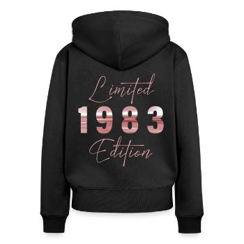 Minimalist Limited 1983 Edition Geburtstag Pastel - Frauen Premium Bio Zip Hoodie - Schwarz - Hinten - Julia (174cm)