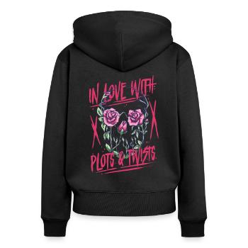 Dark Romance In Love With Plots & Twists - Frauen Premium Bio Zip Hoodie - Schwarz - Hinten - Julia (174cm)