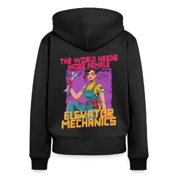 Elevator mechanic Elevator fitter - Women's Premium Organic Zip Hoodie - black - Back - Julia (174cm)