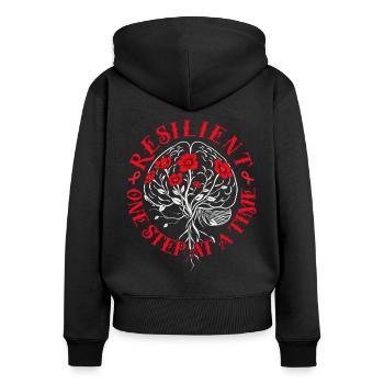 Schlaganfall Erholung Resilient One Step At A Time - Frauen Premium Bio Zip Hoodie - Schwarz - Hinten - Julia (174cm)