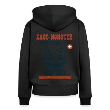 Mutantenkäse Shirt: Der Schrecken hat Löcher - Frauen Premium Bio Zip Hoodie - Schwarz - Hinten - Julia (174cm)