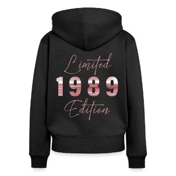 Minimalist Limited 1989 Edition Geburtstag Pastel - Frauen Premium Bio Zip Hoodie - Schwarz - Hinten - Julia (174cm)