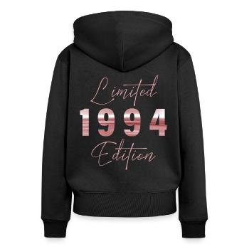 Minimalist Limited 1994 Edition Geburtstag Pastel - Frauen Premium Bio Zip Hoodie - Schwarz - Hinten - Julia (174cm)