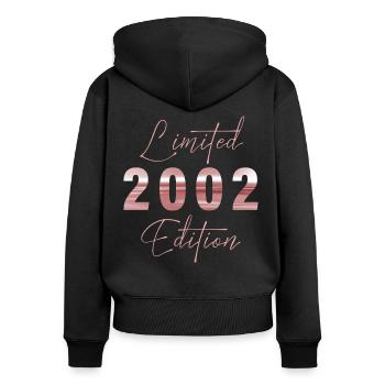 Minimalist Limited 2002 Edition Geburtstag Pastel - Frauen Premium Bio Zip Hoodie - Schwarz - Hinten - Julia (174cm)