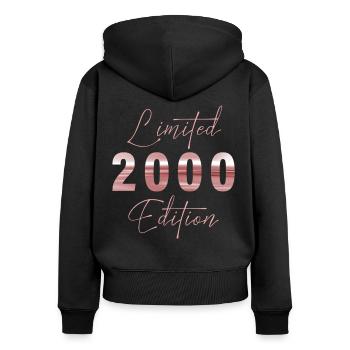 Minimalist Limited 2000 Edition Geburtstag Pastel - Frauen Premium Bio Zip Hoodie - Schwarz - Hinten - Julia (174cm)