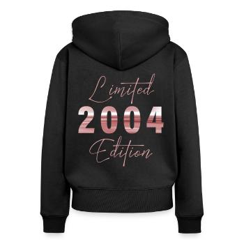 Minimalist Limited 2004 Edition Geburtstag Pastel - Frauen Premium Bio Zip Hoodie - Schwarz - Hinten - Julia (174cm)