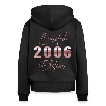 Minimalist Limited 2006 Edition Geburtstag Pastel - Frauen Premium Bio Zip Hoodie - Schwarz - Hinten - Julia (174cm)