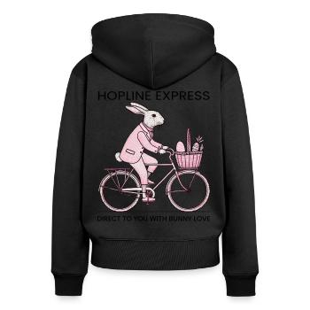 Easter HOPLINE EXPRESS Retro Bunny - Women's Premium Organic Zip Hoodie - black - Back - Julia (174cm)