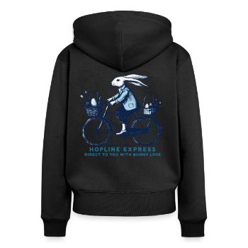 Easter Hopline Express Bunny Love - Sweat à capuche zippé Premium bio Femme - noir - Dos - Julia (174cm)