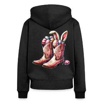 Bottes de cow-boy rétro de Pâques avec des œufs - Sweat à capuche zippé Premium bio Femme - noir - Dos - Julia (174cm)