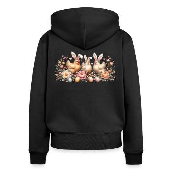 Poulets rétro de Pâques avec oreilles de lapin de Pâques - Sweat à capuche zippé Premium bio Femme - noir - Dos - Julia (174cm)