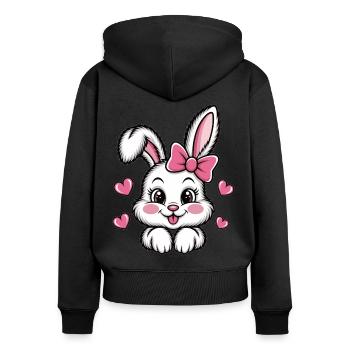 Niedlicher Hase für Tierfreunde - Frauen Premium Bio Zip Hoodie - Schwarz - Hinten - Julia (174cm)