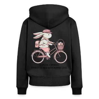 Lapin de Pâques Amour Esthétique Rétro Hopline Express - Sweat à capuche zippé Premium bio Femme - noir - Dos - Julia (174cm)