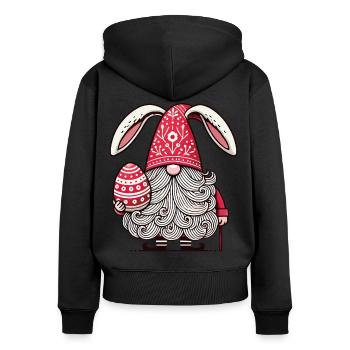 Ostern Gnom Mit Ei Und Hasenohren - Frauen Premium Bio Zip Hoodie - Schwarz - Hinten - Julia (174cm)