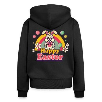 Easter Retro Aesthetics Happy Easter Bunny - Women's Premium Organic Zip Hoodie - black - Back - Julia (174cm)