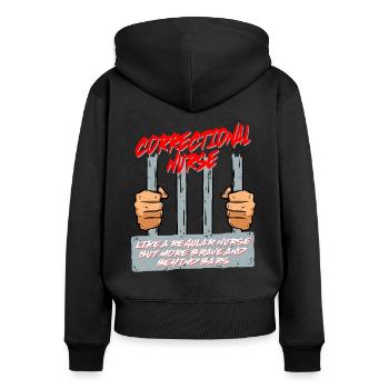 Prison nurse - Women's Premium Organic Zip Hoodie - black - Back - Julia (174cm)