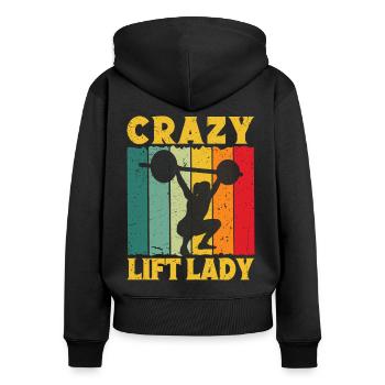 Fitness Motivation Bodybuilder Crazy Lift Lady - Frauen Premium Bio Zip Hoodie - Schwarz - Hinten - Julia (174cm)
