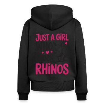 Rhinoceros - Women's Premium Organic Zip Hoodie - black - Back - Julia (174cm)