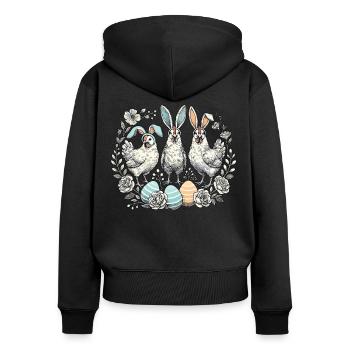 Poules de Pâques Esthétique rétro lapin de Pâques poussin - Sweat à capuche zippé Premium bio Femme - noir - Dos - Julia (174cm)