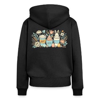 Tasse à café lapin de Pâques Latte Macchiato Pâques - Sweat à capuche zippé Premium bio Femme - noir - Dos - Julia (174cm)