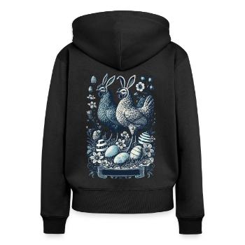 Ostern Retro Hühner Osterhasen Huhn Ästhetik - Frauen Premium Bio Zip Hoodie - Schwarz - Hinten - Julia (174cm)