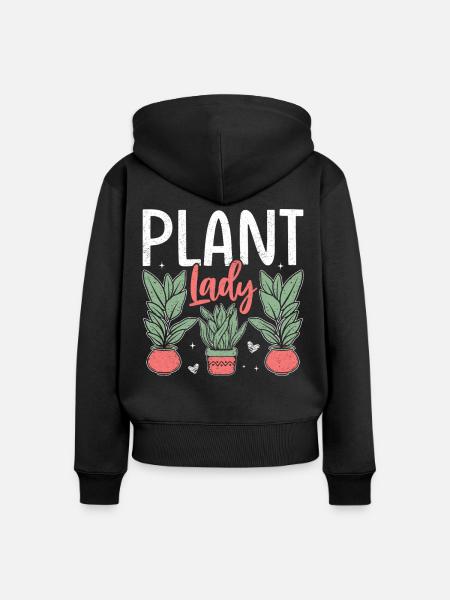 Plant Lady - Frauen Premium Bio Zip Hoodie - Schwarz