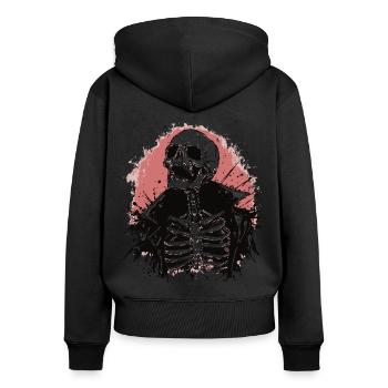 Skelett mit Lederjacke im Punk-Horror-Stil - Frauen Premium Bio Zip Hoodie - Schwarz - Hinten - Julia (174cm)